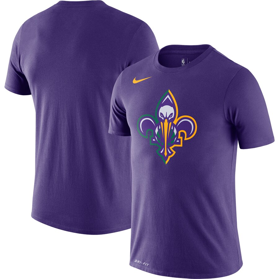 Men 2020 NBA Nike New Orleans Pelicans Purple City Edition Logo DFCT Performance TShirt->nba t-shirts->Sports Accessory